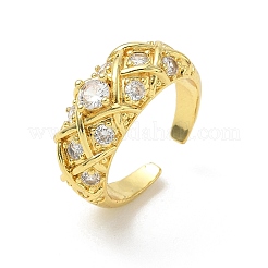 Messing Micro Pave Zirkonia Manschette offene Ringe&nbsp;RJEW-C163-24G