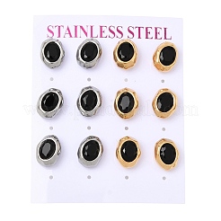 6 paire de boucles d'oreilles puces en acier inoxydable 304 serties de zirconiums cubiques&nbsp;SA-CBADCF0-04GP-03