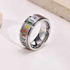 Arco iris color orgullo bandera runa palabras odin nórdico vikingo amuleto esmalte anillo giratorio&nbsp;RABO-PW0001-037E