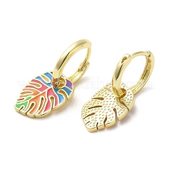 Orecchini a cerchio pendenti in vero ottone placcato oro 18k&nbsp;EJEW-L268-008G-01