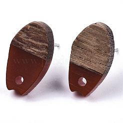 Undurchsichtige Ohrstecker aus Harz und Walnussholz&nbsp;MAK-N032-010A-B03