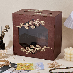 Rustikale Hochzeitskartenbox aus Holz mit Acrylfenster&nbsp;AJEW-WH0709-514