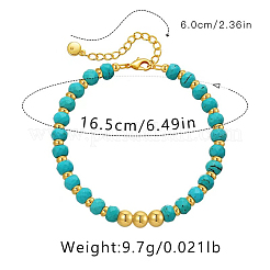 Braccialetti con perline rotonde in turchese sintetico e ottone per donna&nbsp;QJ7168