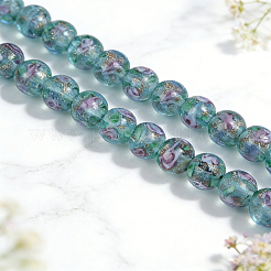 1 hebra de cuentas de lampwork de arena dorada hechas a mano&nbsp;LAMP-PA0001-77A