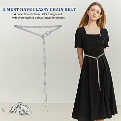 Chaîne de taille de tennis en strass cristal avec double anneaux&nbsp;AJEW-WH0248-54