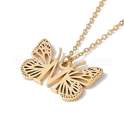 Lettre initiale avec collier pendentif papillon&nbsp;NJEW-C026-01G-M