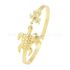 Bracelets manchettes en laiton avec organismes marins pour femmes&nbsp;BJEW-D368-03L-G