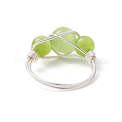Anello da dito con perline occhio di gatto&nbsp;RJEW-JR00560-02