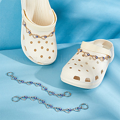 1 Set Legierung Emaille Kristall Strass Herz mit bösen Blick Link Schuh Dekoration Kette&nbsp;FIND-NB0004-13