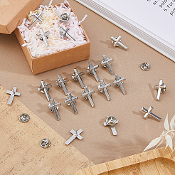 50 épingle à revers en alliage avec croix religieuse&nbsp;JEWB-FH0002-50P