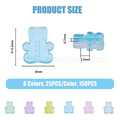 150 pz 6 colori trasparente perline di vetro placcato fili&nbsp;GLAA-FH0001-76