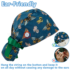 2 gorro quirúrgico de algodón ajustable con dibujos animados&nbsp;AJEW-OC0014-18B