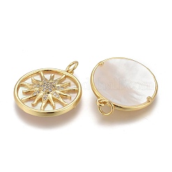 Colgantes de concha de circonita cúbica transparente micro pavé de latón&nbsp;ZIRC-Z001-04G
