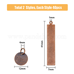 80 pz. 2 ciondoli in ottone con etichetta vuota stampata&nbsp;KK-FH0005-25