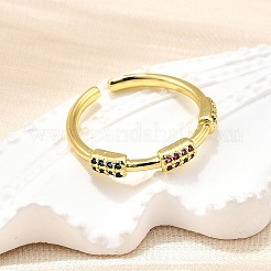 Anelli per polsini da donna in ottone con micro pavé di zirconi cubici&nbsp;RJEW-H247-08G