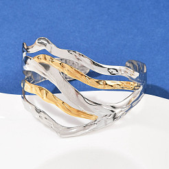 Braccialetti a polsino in acciaio inossidabile 304 per donna&nbsp;BJEW-G757-03GP