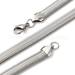 8 mm flache Schlangenkettenhalsketten aus 304 Edelstahl&nbsp;NJEW-P338-09P