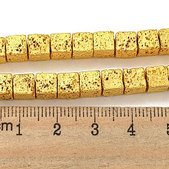 Fili di perle di roccia lavica naturale elettrodeposta&nbsp;G-E602-03C-B