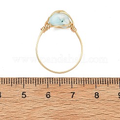 Anelli da donna in larimar naturale con filo di rame&nbsp;RJEW-JR01113