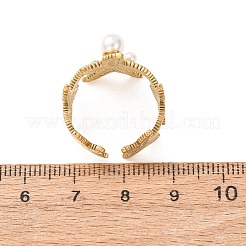 Offene Manschettenringe aus Edelstahl 304 mit Zirkonia und Kunststoffperlen für Damen&nbsp;CU-CBAA1FE-01G