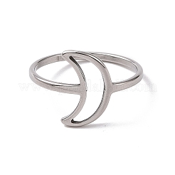 Anlaufgeschützter Fingerring aus 201 Edelstahl mit Halbmond&nbsp;RJEW-J051-37P