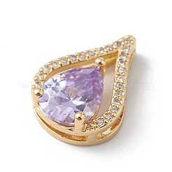 Ciondoli diapositiva in ottone placcato a cremagliera con micro pavé di zirconi&nbsp;KK-E003-20G