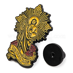 Rose Blume San Judas Zinklegierung Emaille Pins Brosche&nbsp;JEWB-S033-03B-04