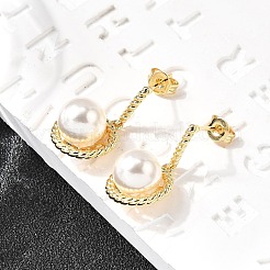 Pendientes colgantes redondos de latón con micropavé de circonitas cúbicas transparentes&nbsp;EJEW-C154-08G