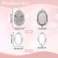 15 broche de style tibétain sertie de cabochon&nbsp;TIBE-ME0001-18