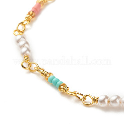 Bracelet chaîne en perles d'imitation et rocailles de verre pour femme&nbsp;BJEW-JB07741