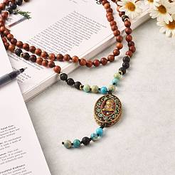 Ovl avec collier pendentif guan yin&nbsp;NJEW-JN03697