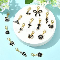 20 pièces 20 styles de décorations de pendentif en alliage d'émail&nbsp;HJEW-FS00045