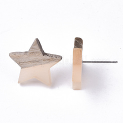 Transparente Ohrstecker aus Harz und Holz&nbsp;EJEW-N017-001A-D08