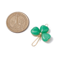 Pendentifs en trèfle en jade naturel malaisien teint&nbsp;PALLOY-JF02785-03