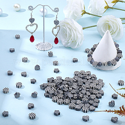 300 Stück handgefertigte Polymer-Tonperlen mit 3 Stilen im Tartan-Stil.&nbsp;CLAY-SC0002-83