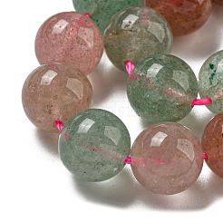 Fili di perline di quarzo fragola rosso e verde naturale&nbsp;G-B099-C03-06