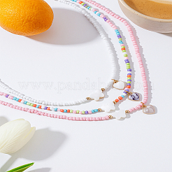 3 collar de cuentas de semillas de vidrio y conchas de mariposa de 3 colores&nbsp;NJEW-LP0007-28