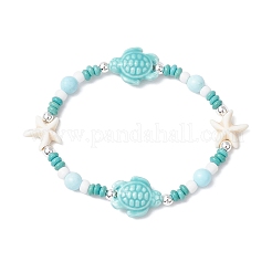 Stretch-Armbänder aus synthetischem Türkis und Porzellan sowie gefärbten natürlichen Howlith-Perlen für Damen&nbsp;BJEW-JB11793-03