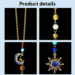 2 pendentif décoratif en verre et coquillage&nbsp;HJEW-SC0002-68