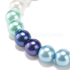 Bracciale elasticizzato da donna con perle tonde di perle di vetro&nbsp;BJEW-JB08388