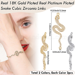 6 Stück 2 Farben Messing Micro Pave klare Zirkonia Glieder&nbsp;ZIRC-BBC0003-28