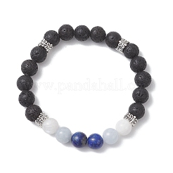 Braccialetti elastici con perline di pietra lavica naturale&nbsp;BJEW-JB13083