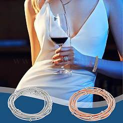 20 Stück 2 Farben Edelstahl Satellitenketten Stretch-Armbänder Set für Frauen&nbsp;BJEW-UN0001-35