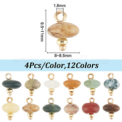 48 Stück 12 Stile gemischte Edelstein-Unterlegscheibe-Charms mit Rack-Plating-Messing-Schlaufen&nbsp;FIND-DR0001-37