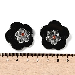 Perles faites à la main en onyx noir naturel (teint et chauffé) et en cristal de quartz et cornaline&nbsp;G-Q021-05A