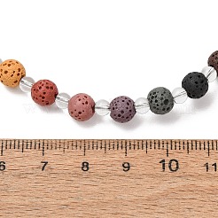 Colliers de perles rondes en pierre de lave naturelle chakra&nbsp;GG-CBA922D-05B