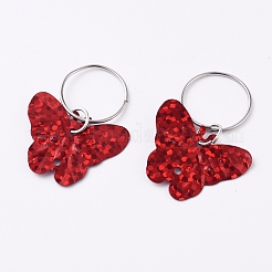 Kunststoff Paillette / Pailletten Haar Geflecht Ringe Anhänger&nbsp;KEYC-TAC0001-02E