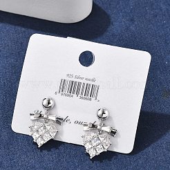 Orecchini a bottone in ottone con zirconi chiari&nbsp;EJEW-D301-06P-04
