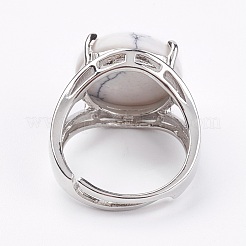 Anneaux de doigt howlite naturel réglable&nbsp;RJEW-F075-01Q