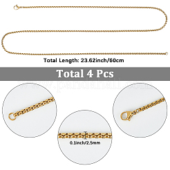4 collana con catena a maglie dritte in acciaio inossidabile 304&nbsp;NJEW-SC0001-35G
